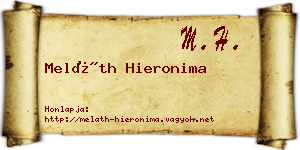 Meláth Hieronima névjegykártya